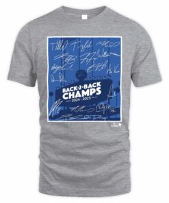 Los Angeles Dodgers Back To Back Champs 2024 2025 Signature Tee T-Shirt