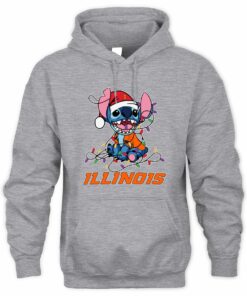 Illinois Fighting Illini Stitch Santa Christmas Lights Hoodie