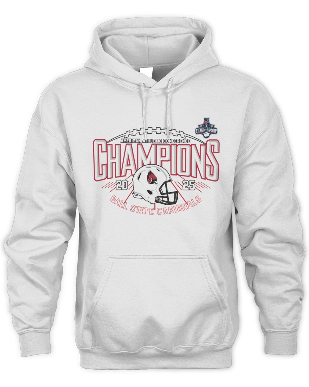 American Athletic Conference Champions Ball State Cardinals 2025 Football Helmet Hoodie