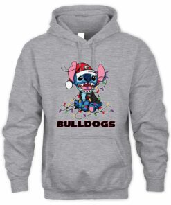 Georgia Bulldogs Stitch Santa Christmas Lights Hoodie