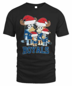 Kansas City Royals Bluey Santa Family Christmas Baseball T-Shirt