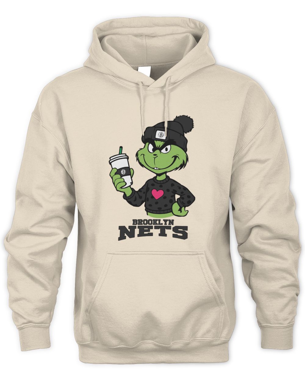 Brooklyn Nets Grinch Christmas Coffee Heart Basketball Holiday Hoodie
