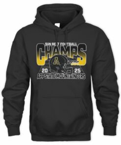 NCAA Shop Sun Belt Champs 2025 App State Mountaineers Helmet Graphic Hoodie