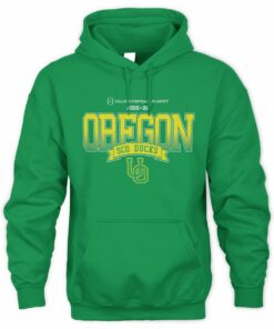 Oregon Ducks Store McKenzie SewOn' Postseason 25 R1 Yellow Oregon Sco-Ducks Interlocking UO CFP Sweatshirt Hoodie