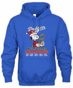 Dodgers World Series Champions Snoopy Christmas All Championship Years Hoodie
