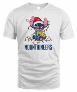 West Virginia Mountaineers Cute Stitch Christmas Lights NCAA T-Shirt
