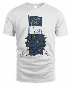 Michigan Wolverines Snoopy House Holiday Lights T-Shirt