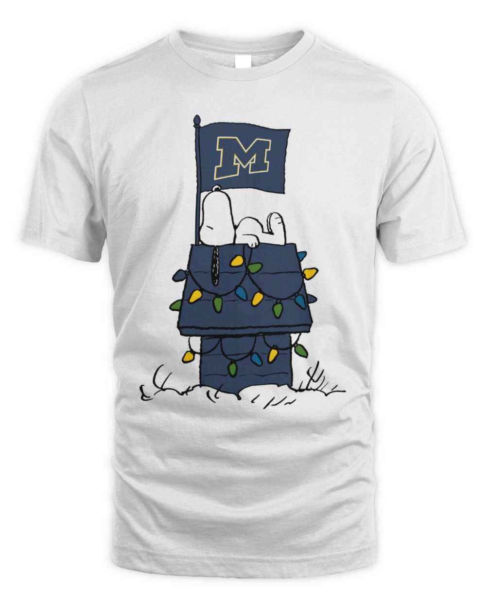 Michigan Wolverines Snoopy House Holiday Lights T-Shirt