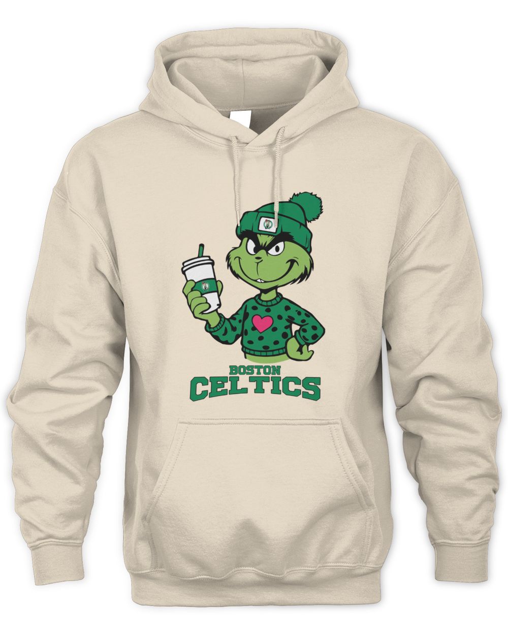 Boston Celtics Grinch Christmas Coffee Heart Basketball Holiday Hoodie