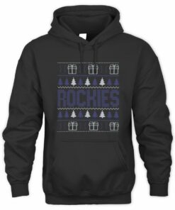 Colorado Rockies Christmas Baseball Trees Presents Ugly Sweater Hoodie