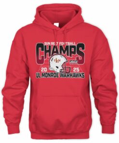 NCAA Shop Sun Belt Champs 2025 UL Monroe Warhawks Helmet Graphic Hoodie