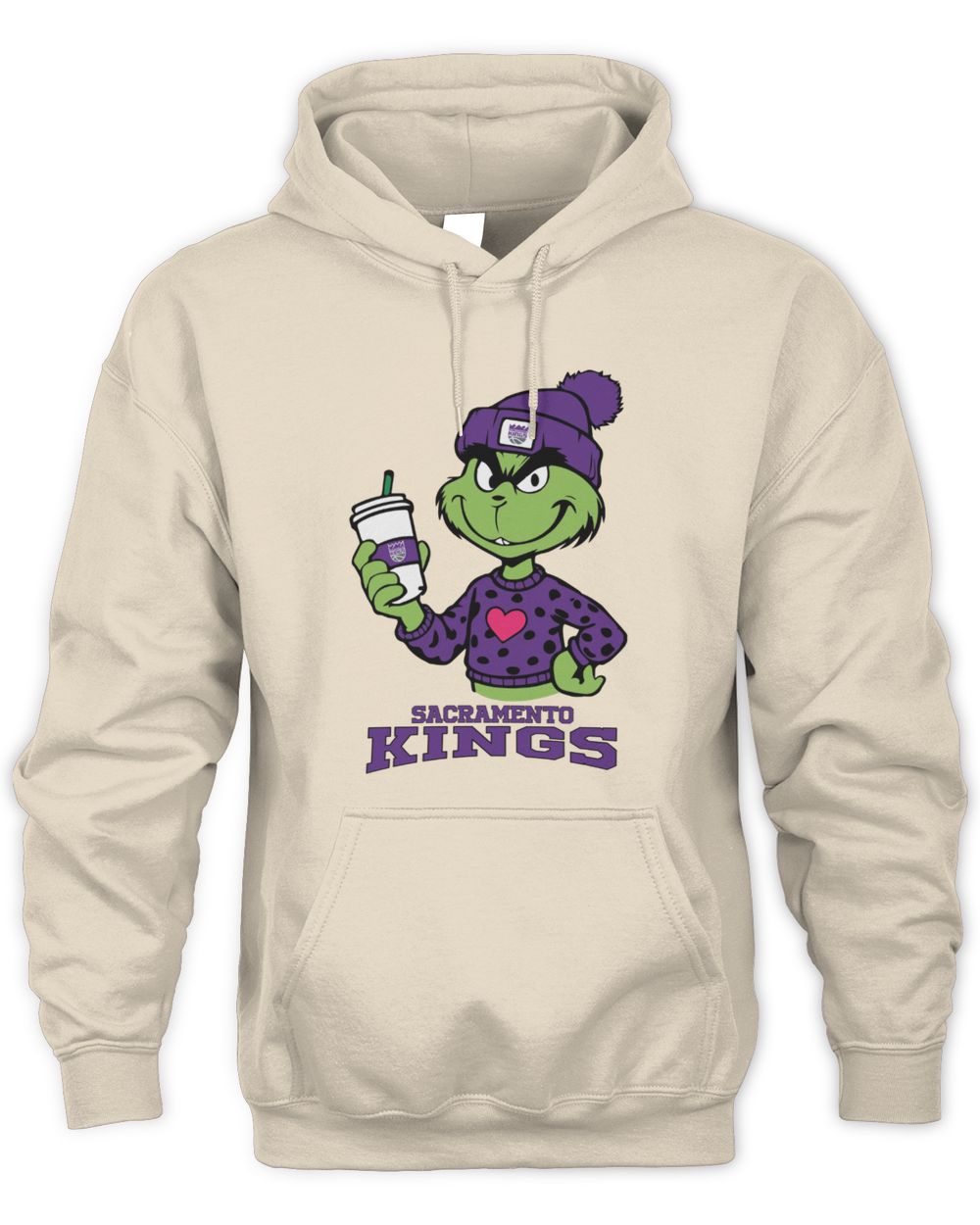Sacramento Kings Grinch Christmas Coffee Heart Basketball Holiday Hoodie