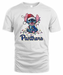 Pittsburgh Panthers Cute Stitch Christmas Lights NCAA T-Shirt