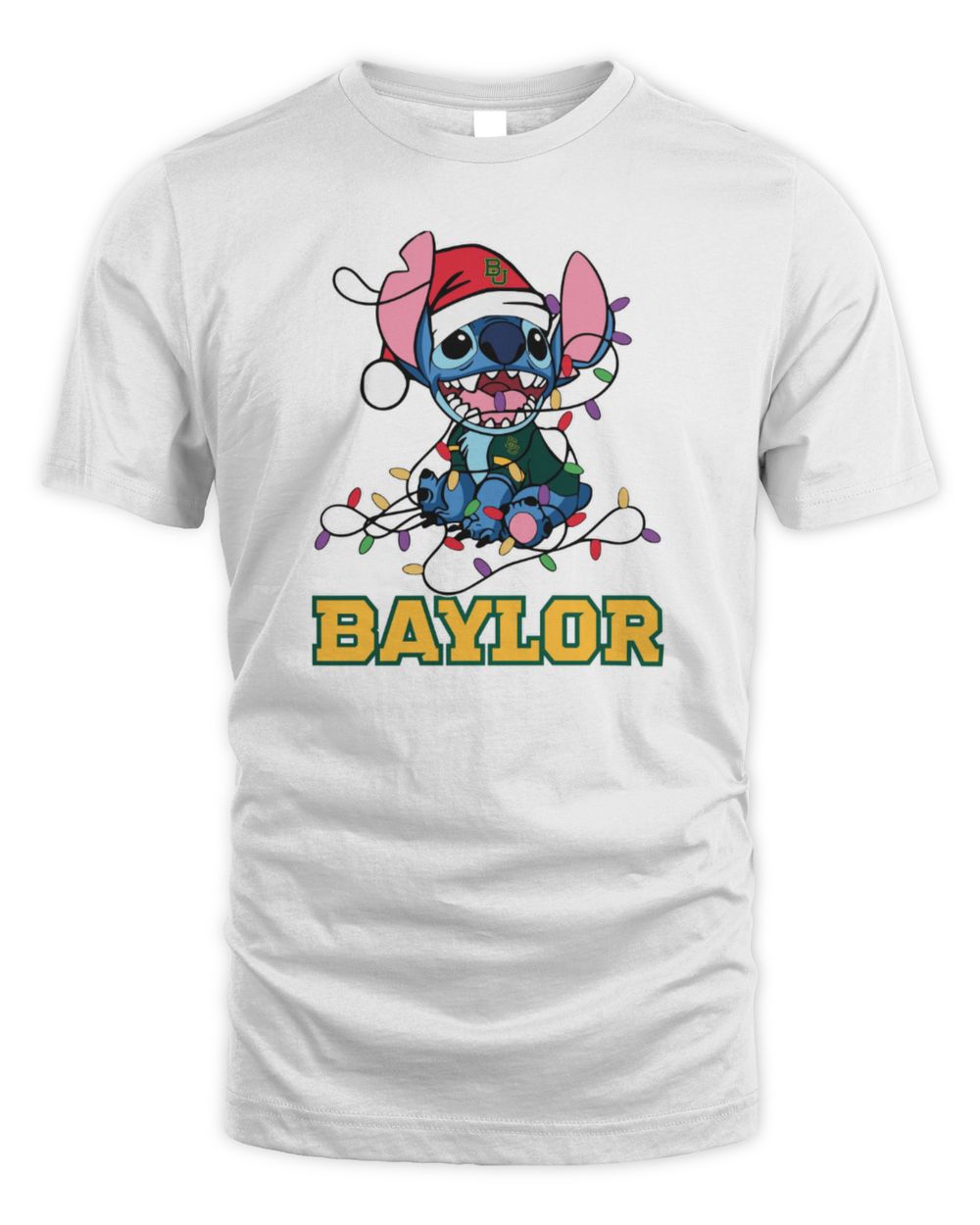 Baylor Bears Cute Stitch Christmas Lights NCAA T-Shirt