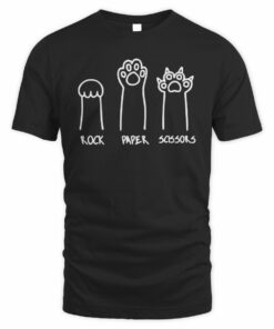 Funny Cat Rock Paper Scissors Hand Game Cute Paws T-Shirt