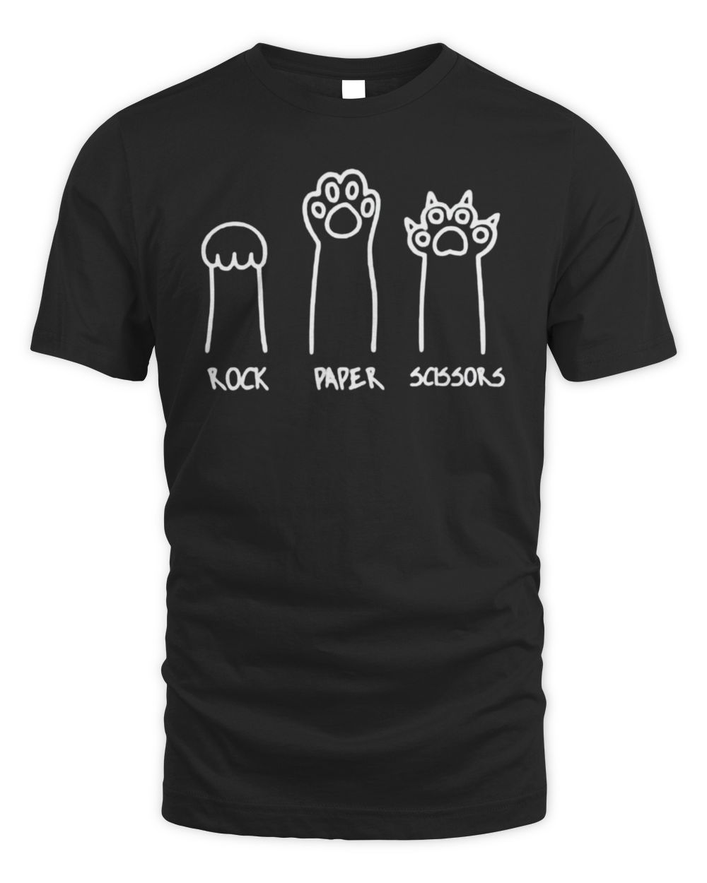Funny Cat Rock Paper Scissors Hand Game Cute Paws T-Shirt