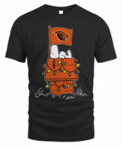 Oregon State Beavers Snoopy House Holiday Lights T-Shirt