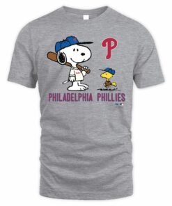 Philadelphia Phillies Snoopy Peanuts Gray Fan Edition Tee