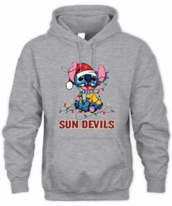Arizona State Sun Devils Stitch Santa Christmas Lights Hoodie