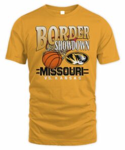 Tigers Basketball Border Showdown Missouri vs Kansas Gold T-Shirt