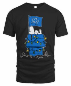 Middle Tennessee Blue Raiders Snoopy House Holiday Lights T-Shirt
