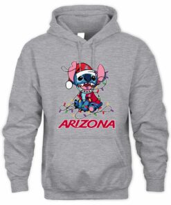 Arizona Wildcats Stitch Santa Christmas Lights Hoodie