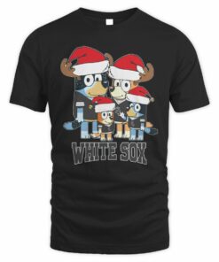 Chicago White Sox Bluey Santa Family Christmas Baseball T-Shirt