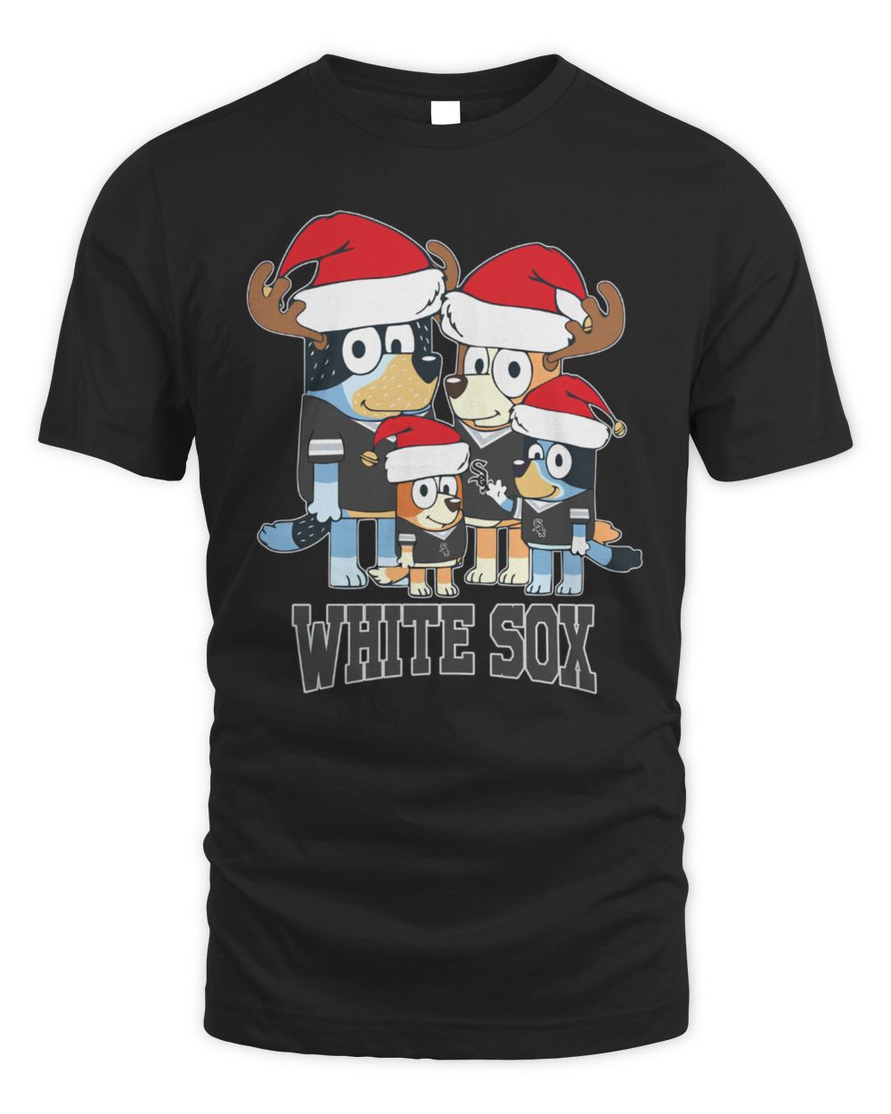 Chicago White Sox Bluey Santa Family Christmas Baseball T-Shirt