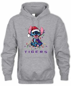LSU Tigers Stitch Santa Christmas Lights Hoodie