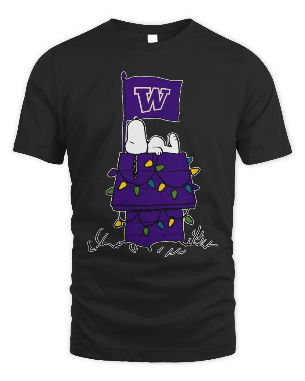 Washington Huskies Snoopy House Holiday Lights T-Shirt