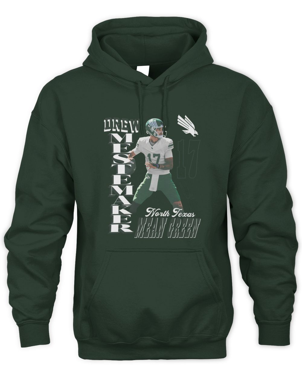 Forest Green Drew Mestemaker North Texas Football Hoodie