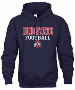 Men's Champion Black Ohio State Buckeyes Football Stack Sweatshirt Hoodie
