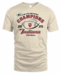 Big Ten Championship Shop Indiana Hoosiers Ivory Blue 84 2025 Big Ten Football Champions T Shirt