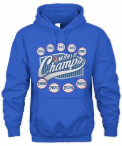 Los Angeles Dodgers 9X Baseball Champs Years 1955–2025 Hoodie