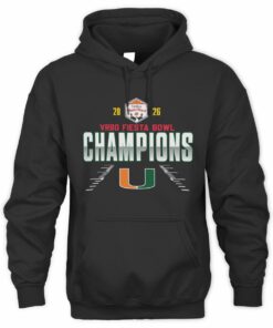 Miami Hurricanes 2026 Vrbo Fiesta Bowl Champions Black Official Hoodie