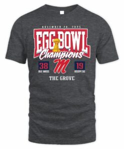 Ole Miss Rebels vs. Mississippi State Bulldogs 2025 Egg Bowl Champions Score T-Shirt