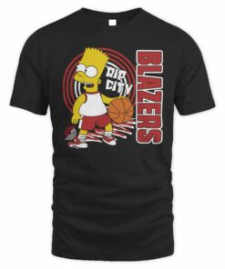 The Simpsons Bart x Portland Trail Blazers Basketball NBA T-Shirt