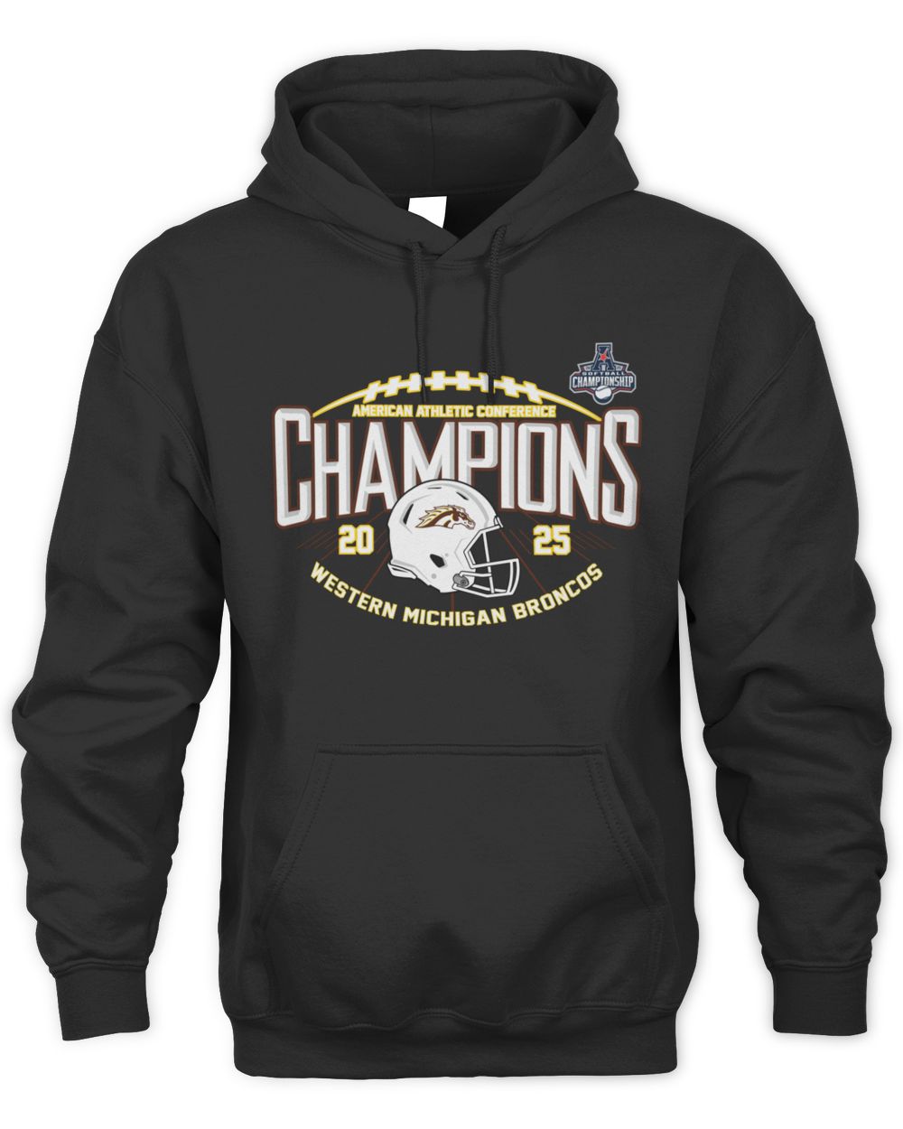American Athletic Conference Champions Western Michigan Broncos 2025 Football Helmet Hoodie