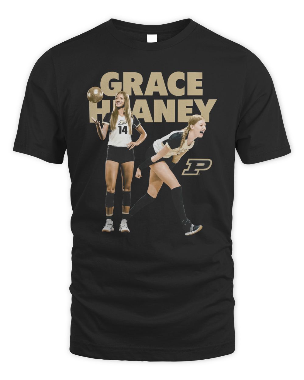 Grace Heaney Purdue Illustrated NIL Black Fan T Shirt
