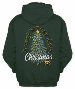 Merry Christmas Iowa Hawkeyes Very Merry Holiday Tree Logo Hoodie