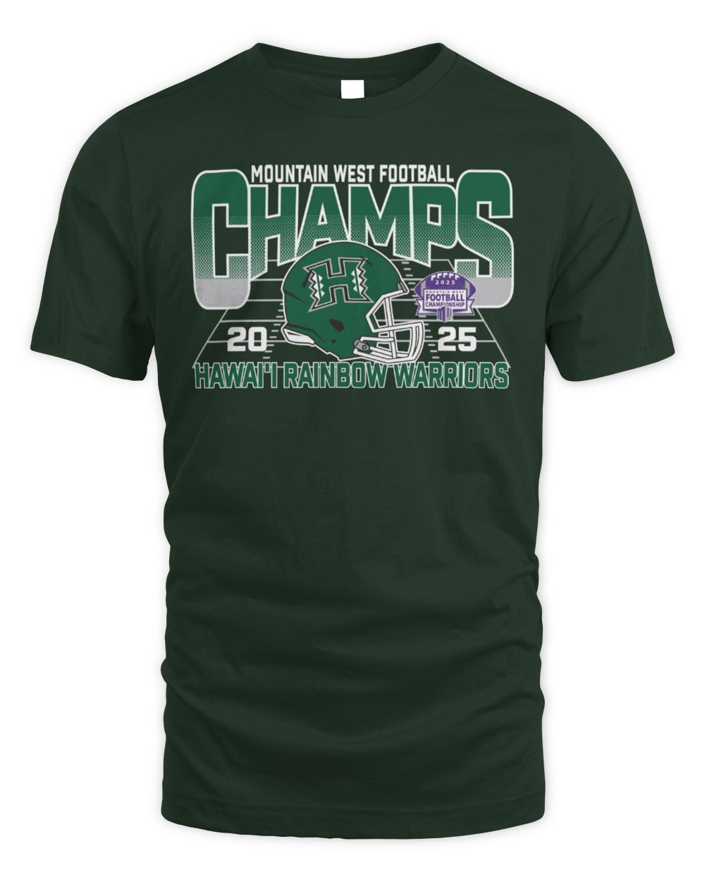 Hawai'i Rainbow Warriors Helmet 2025 Mountain West Football Champs T-Shirt