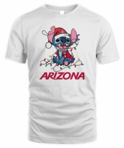 Arizona Wildcats Cute Stitch Christmas Lights NCAA T-Shirt