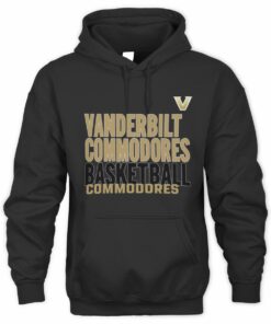 Vanderbilt Commodores Basketball Text Logo Overlay Black Official Hoodie