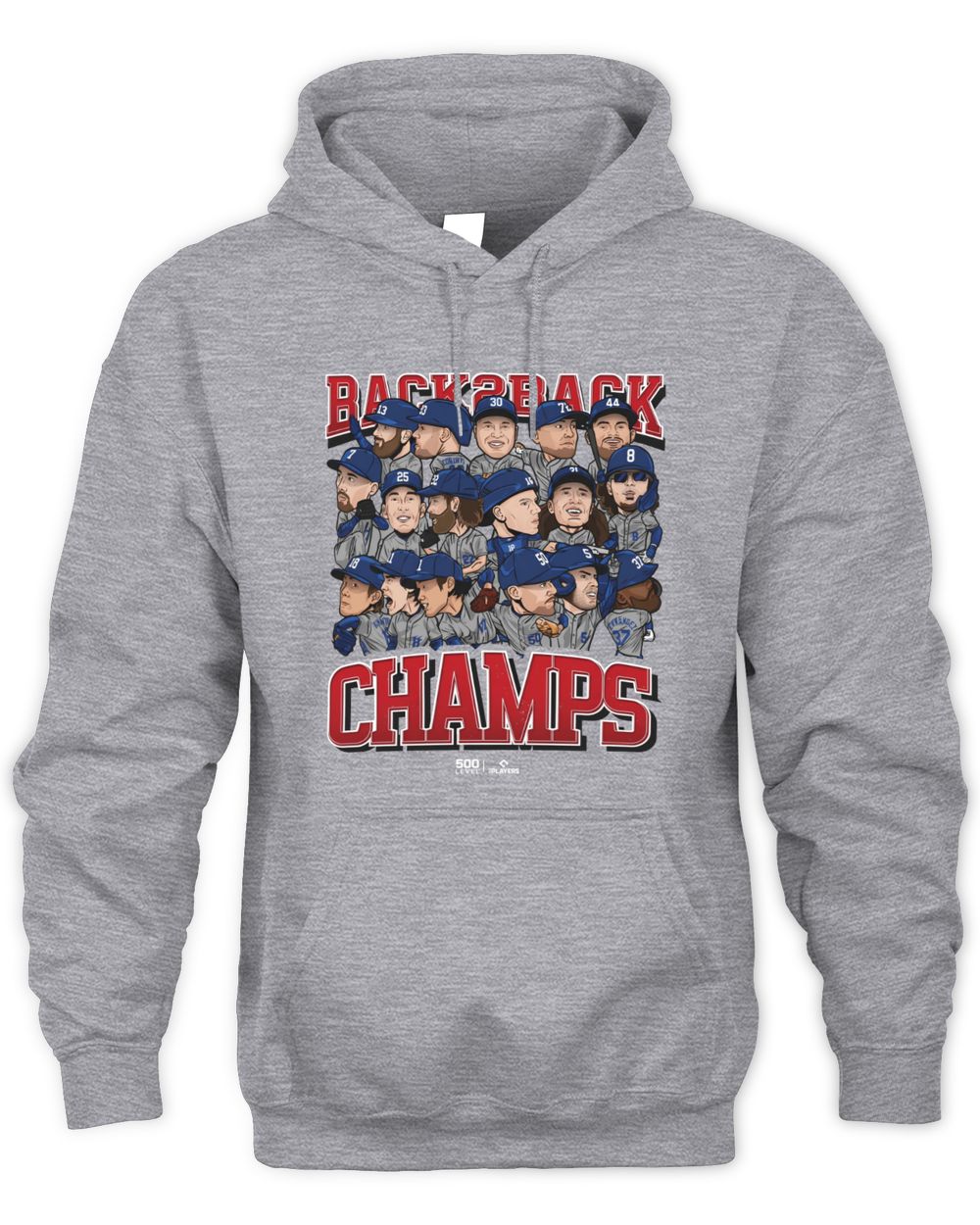 Dodgers Back 2 Back Champs 2025 Baseball Cartoon Squad Hoodie