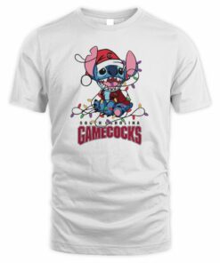 South Carolina Gamecocks Cute Stitch Christmas Lights NCAA T-Shirt