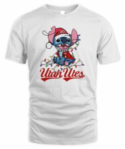 Utah Utes Cute Stitch Christmas Lights NCAA T-Shirt