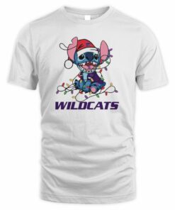 Kansas State Wildcats Cute Stitch Christmas Lights NCAA T-Shirt