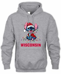 Wisconsin Badgers Stitch Santa Christmas Lights Hoodie