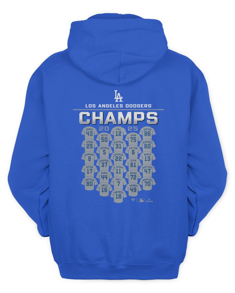 Los Angeles Dodgers 2025 Champs Jersey Roster World Series Hoodie
