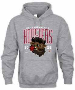 Indiana Hoosiers Grey Homefield 2026 Rose Bowl Bison Rose In Mouth Sweatshirt Hoodie